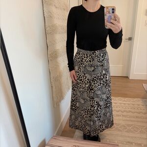 VINTAGE Leopard and Snake Print Button Skirt Vtg 10 / Modern Medium 29” waist